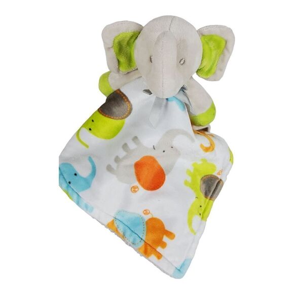 Blankets & Beyond Lovey Security Blanket Elephant 15" Baby Pacifier Holder Green - Picture 1 of 12